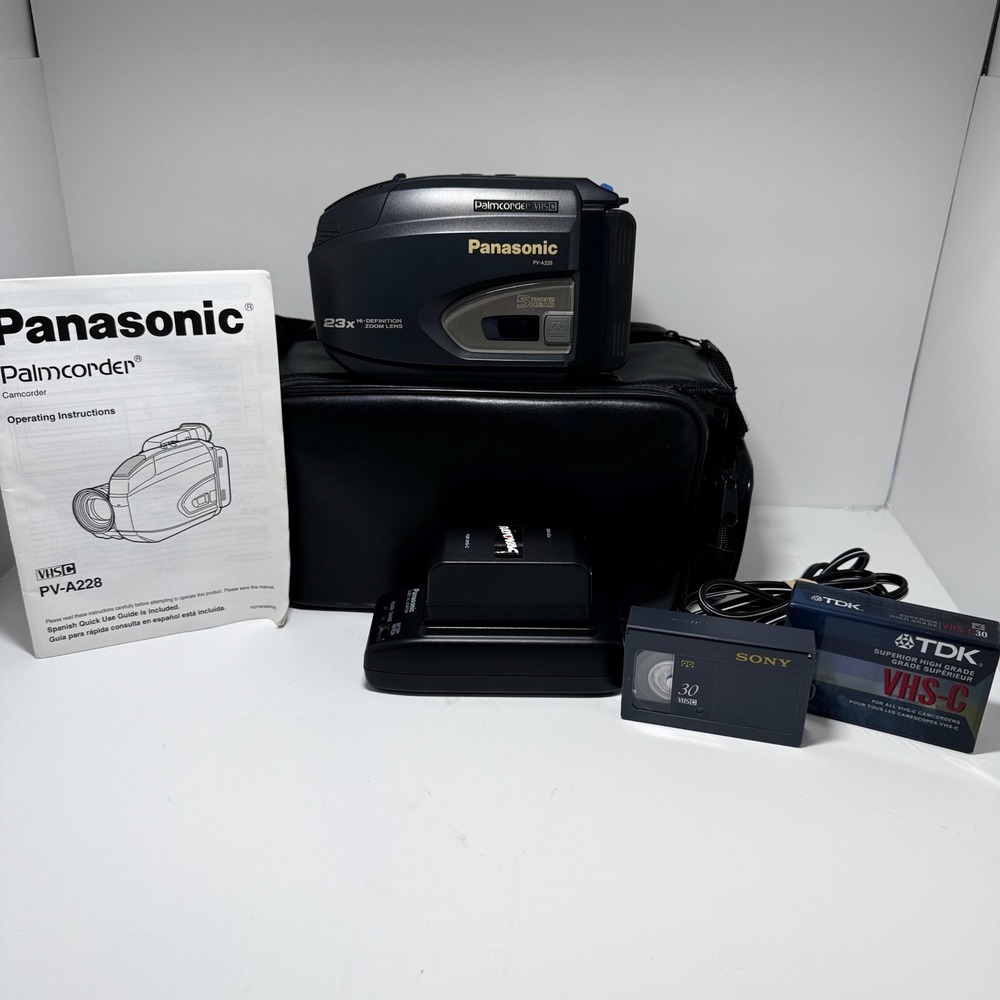 Panasonic Palmcorder PV-A228 VHS-C Camcorder 23x Zoom Color Viewfinder Bundle